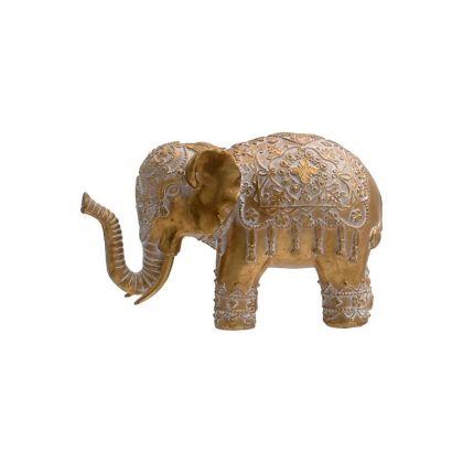 ДЕКОРАТИВНА НАСТОЛНА ПОЛИРЕЗИН ELEPHANT ЗЛАТИСТО-БЯЛ ЦВЯТ 16X7X14СМ