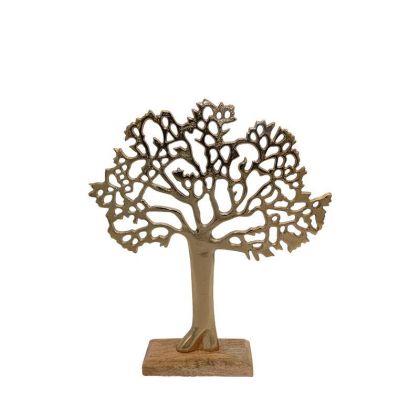 ДЕКОРАТИВНА ФИГУРА TREE ЗЛАТИСТА С ДЪРВЕНА ОСНОВА 23X8X27СМ