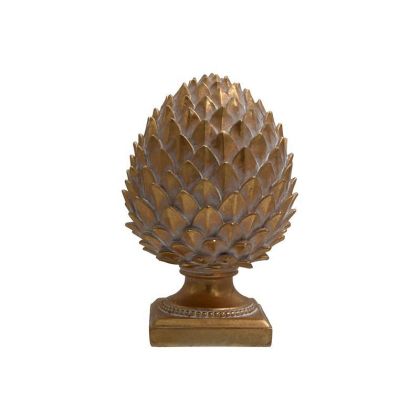 ДЕКОРАТИВНА ФИГУРА ОТ ПОЛИРЕЗИН PINEAPPLE ЗЛАТИСТО-БЯЛ ЦВЯТ 11X17СМ