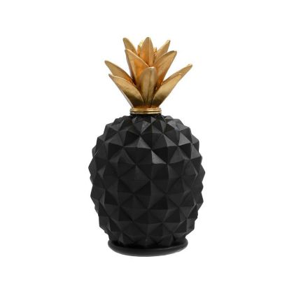 ДЕКОРАТИВНА ФИГУРА ОТ ПОЛИРЕЗИН PINEAPPLE ЧЕРНО-ЗЛАТИСТ ЦВЯТ 14X24СМ