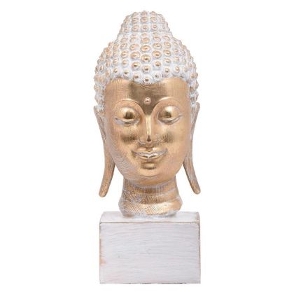ДЕКОРАТИВНА ФИГУРА BUDDHA ЗЛАТИСТО-БЯЛ АНТИЧЕН ЦВЯТ 16X15X34СМ