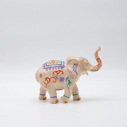 ДЕКОРАТИВНА ФИГУРА, СЛОН, ПОЛИСМОЛА, КРЕМАВА, 15.5x6x13см