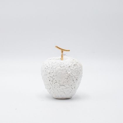 ДЕКОРАТИВНА ФИГУРА, ЯБЪЛКА, КРЕМАВО-ЗЛАТИСТО, 8.5x8x10.5см