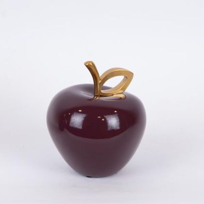 ДЕКОРАТИВНА ЯБЪЛКА, ПОЛИСМОЛА, БОРДО - ЗЛАТИСТО, 13x13x14.9см