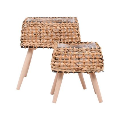 КОМПЛЕКТ ОТ 2 САКСИИ ЗА ЦВЕТЯ, НАТУРАЛЕН ЦВЯТ, 21X14X27СМ + 29X21X38СМ