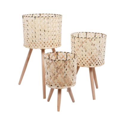 КОМПЛЕКТ ОТ 3 САКСИИ ЗА ЦВЕТЯ, НАТУРАЛЕН ЦВЯТ, 20X20X34СМ + 25X25X43СМ + 29X29X57СМ
