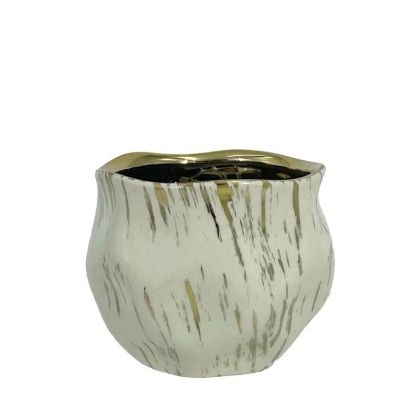 КРЪГЛА КРЕМАВА/ЗЛАТИСТА САКСИЯ- Φ14x12.5см 1/18KIB