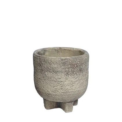 КРЪГЛА САКСИЯ В РЪЖДИВО СИВО С КРАКА - Φ12.5x14см 2/18КУБ