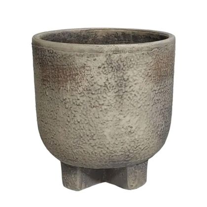 КРЪГЛА САКСИЯ В РЪЖДИВО СИВО С КРАКА - Φ17x19см 8/КУТИЯ