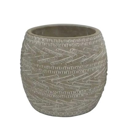 КРЪГЛА САКСИЯ ЗА ЦВЕТЯ, СИВА,ГОЛЯМА, С ЛИНИИ, Φ18x15.5 см, 8 БРОЙКИ/КУТИЯ