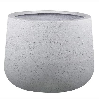 КРЪГЛА САКСИЯ ФИБЕРГЛИНА ОТ БЯЛ ГРАНИТ - Φ55x44см