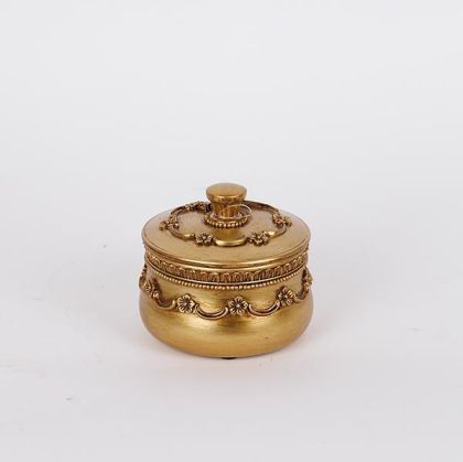 КУТИЯ ЗА ДЕКОРАЦИЯ, ПОЛИСМОЛА, ЗЛАТНА, 10.2x10.2x8.7см