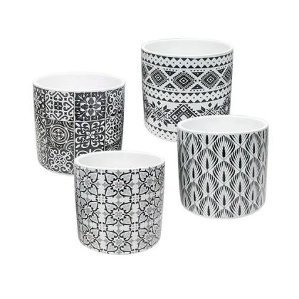 МАЛКА САКСИЯ (4 ИЗБОРА) ДИГИТАЛЕН ПЕЧАТ ЧЕРНО/СИВО - Φ11.5x10.5см 4/48 КУТИЯ