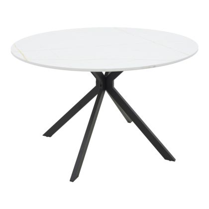 МАСА XUSON БЯЛ МРАМОРЕН ПЛОТ-ЧЕРНИ МЕТАЛНИ КРАКА D120X75СМ