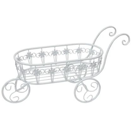 МЕТАЛНА ДЕКОРАТИВНА КОЛИЧКА БЯЛА 60x27x20см