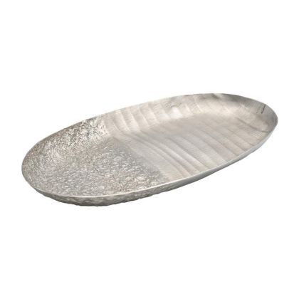МЕТАЛНА ДЕКОРАТИВНА ОВАЛНА ЧИНИЯ FL7664 СРЕБЪРЕН ЦВЯТ 38X21X3СМ