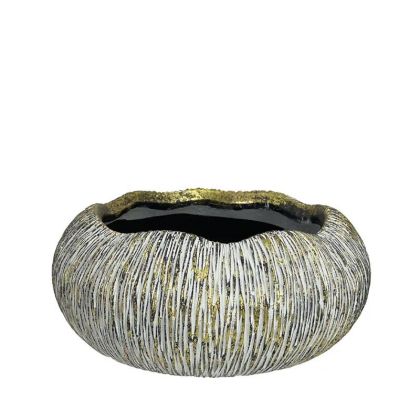 ОВАЛНА САКСИЯ БЯЛА/ЗЛАТНА/ЧЕРНА НА РАИРА, СРЕДНА - Φ18x9см 1/18KIB