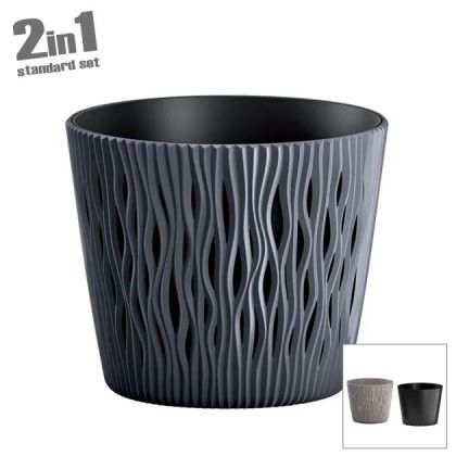 САКСИЯ (2 В 1) АНТРАЦИТ ПЯСЪЧНО КРЪГЛА Φ22.5x19.2см 1/10КУТИЯ