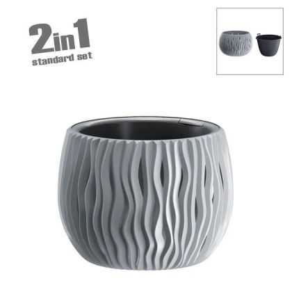 САКСИЯ (2 В 1) СИВА ПЯСЪЧНА КУПА Φ18x13.6см 5/30 КУТИЯ