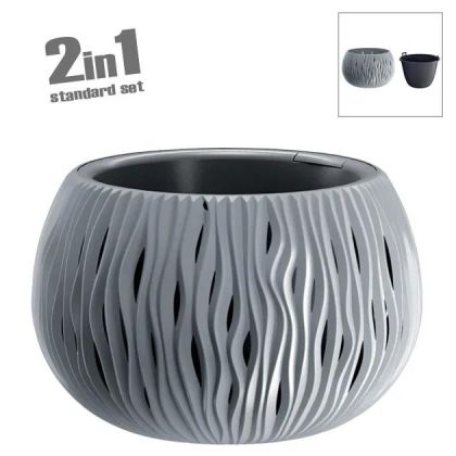 САКСИЯ (2 В 1) СИВА ПЯСЪЧНА КУПА Φ47.8x30см 1/2КУТИЯ