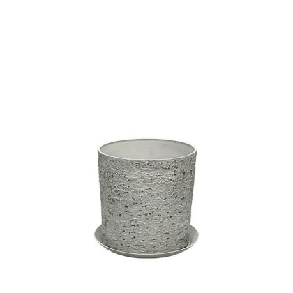 САКСИЯ ОТ КАМЪК ПОЛИСМОЛА С ЧИНИЯ, СИВА, ИЗНОСЕНА, МАЛКА, Φ28x28см