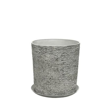 САКСИЯ ОТ КАМЪК ПОЛИСМОЛА С ЧИНИЯ, СИВА, ИЗНОСЕНА, СРЕДНА - Φ35x36см