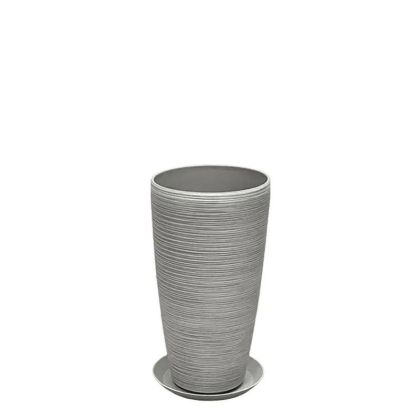 САКСИЯ ОТ КАМЪК ПОЛИСМОЛА С ЧИНИЯ, СИВА, ОТ СТАРА ГЛИНА, МАЛКА - Φ23x42см
