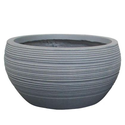 САКСИЯ ОТ ФИБЕРГЛИНА, СИВИ ЛИНИИ,ГОЛЯМА Φ56x27см
