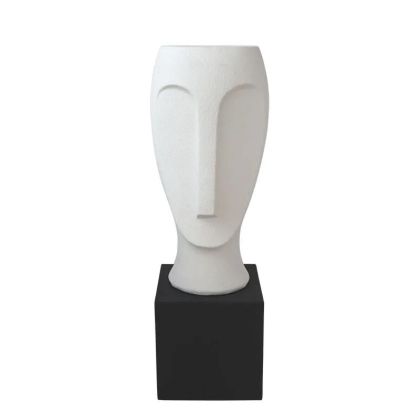 САКСИЯ ОТ ФИБЕРСТЪКЛО, БЯЛА НА ЧЕРНА ОСНОВА - 29.5x29.5x88см 1/КУТИЯ