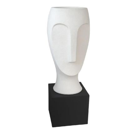 САКСИЯ ОТ ФИБЕРСТЪКЛО, БЯЛА НА ЧЕРНА ОСНОВА - 34x34x107 см 1/КУТИЯ