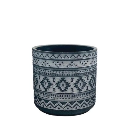 САКСИЯ ТЪМНОСИНЯ/БЯЛА КРЪГЛА С МОТИВ, СРЕДНА - Φ15x14.5см 12/20 КУТИЙКИ