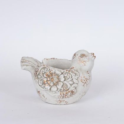 САКСИЯ, ПТИЦА, ЦИМЕНТ, БЯЛА, 19x15x13.5 см
