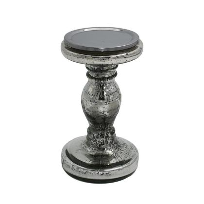 СТЪКЛЕН СВЕЩНИК FL16265 СРЕБЪРЕН ЦВЯТ 10X20СМ