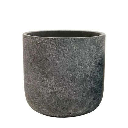 ТЪМНО СИВА КРЪГЛА САКСИЯ С ЕФЕКТ,ГОЛЯМА - Φ18x17.5 см, 6/20 КУТИЙКИ