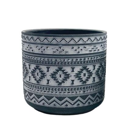 ТЪМНОСИНЯ/БЯЛА КРЪГЛА САКСИЯ MOTIBOГОЛЯМА - Φ18x17см 6/20КУБ