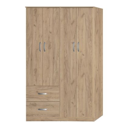 ГАРДЕРОБ ZELIA С ЧЕТИРИ КРИЛА И 2 ЧЕКМЕДЖЕТА В ДЪБОВ ЦВЯТ 120X42X180СМ