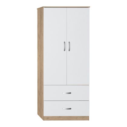 ДВУКРИЛЕН ГАРДЕРОБ ZELIA С 2 ЧЕКМЕДЖЕТА, ЦВЯТ БЯЛ-ДЪБ, 79X42X180СМ