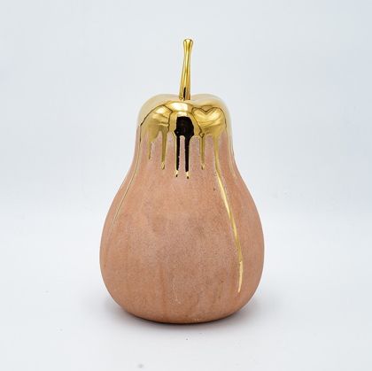ДЕКОРАТИВНА ФИГУРА КРУША КРЕМ-ЗЛАТИСТА 17.5X17.5X30.5СМ