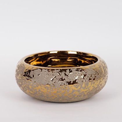 КЕРАМИЧНА САКСИЯ ЗЛАТИСТА 22.5X22.5X9СМ