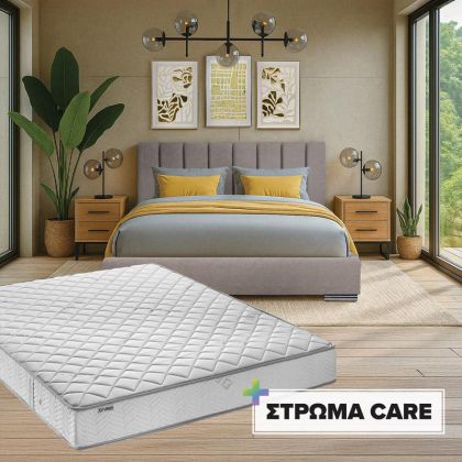 КОМПЛЕКТ ДВОЙНО ЛЕГЛО UDINE БЕЖОВ ЦВЯТ 167X214X115СМ С МАТРАК CARE 160X200 UDN
