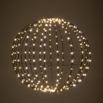 ОСВЕТЯВАЩА ЧЕРНА МЕТАЛНА ТОПКА D50СМ С 320 ТОПЛО БЯЛИ LED СВЕТЛИНИ