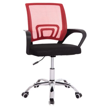 ОФИС СТОЛ BRISTONE HM1058.37 ХРОМИРАНИ КРАКА - ЧЕРВЕНО-ЧЕРНА МРЕЖА 59X53X80-90ВСМ.