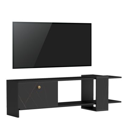 ТВ ШКАФ STANDI В ЧЕРНО-ЧЕРЕН МРАМОРЕН АБАЖУР 120X25X36.8 СМ