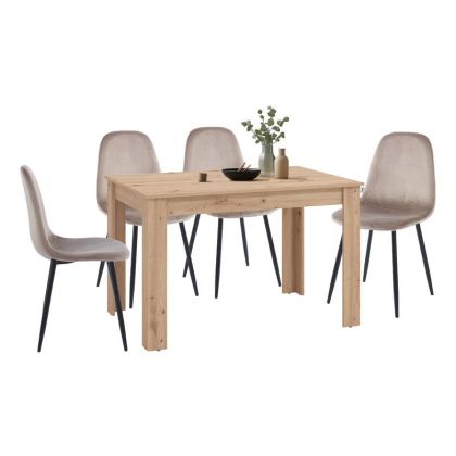 ТРАПЕЗЕН КОМПЛЕКТ HAMAR ARTISAN (5) ОТ ПЕТ ЧАСТИ СЪС СТОЛОВЕ, БЕЖОВ ЦВЯТ HMR