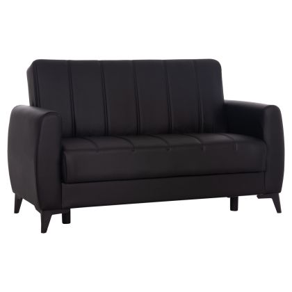 ДВУМЕСЕН РАЗТЕГАТЕЛЕН ДИВАН С МЯСТО ЗА СЪХРАНЕНИЕ NIKKO HM3293.11 ЧЕРЕН PU 144X75X84ВСМ.