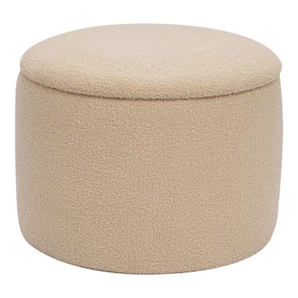 КРЪГЛА ТАБУРЕТКА, ПЛАТ БУКЛЕ В БЕЖОВ НЮАНС 55X41,5 СМ