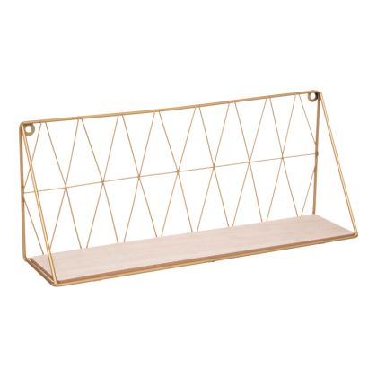 СТЕНЕН РАФТ ANNEZA МЕТАЛ-MDF В ЕСТЕСТВЕНО ЗЛАТИСТ ЦВЯТ 48X12X20СМ