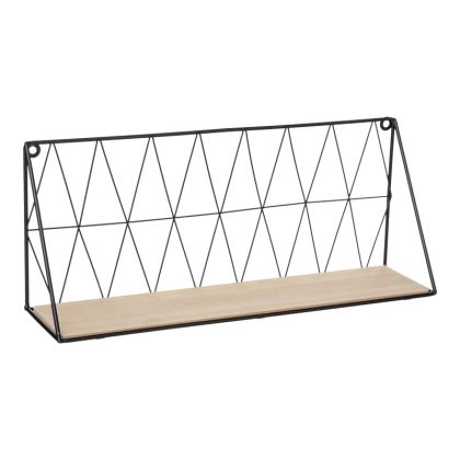 СТЕНЕН РАФТ ANNEZA МЕТАЛ-MDF В ЕСТЕСТВЕНО ЧЕРЕН ЦВЯТ 48X12X20СМ