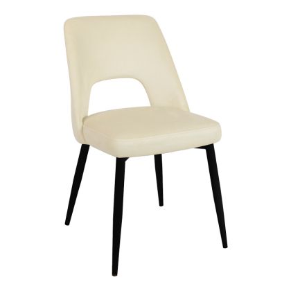 СТОЛ MURDE, БЕЖОВ КАДИФЕ И МЕТАЛНИ КРАКА В ЧЕРЕН ЦВЯТ, 48.5X61X89СМ