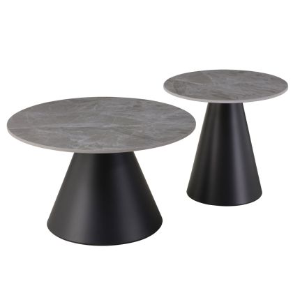 ХОЛНИ МАСИ RIDGE HM18266.03 КЕРАМИЧНИ ПЛОТОВЕ СЪС СИВ МРАМОРЕН ВИД Φ50СМ И Φ70СМ